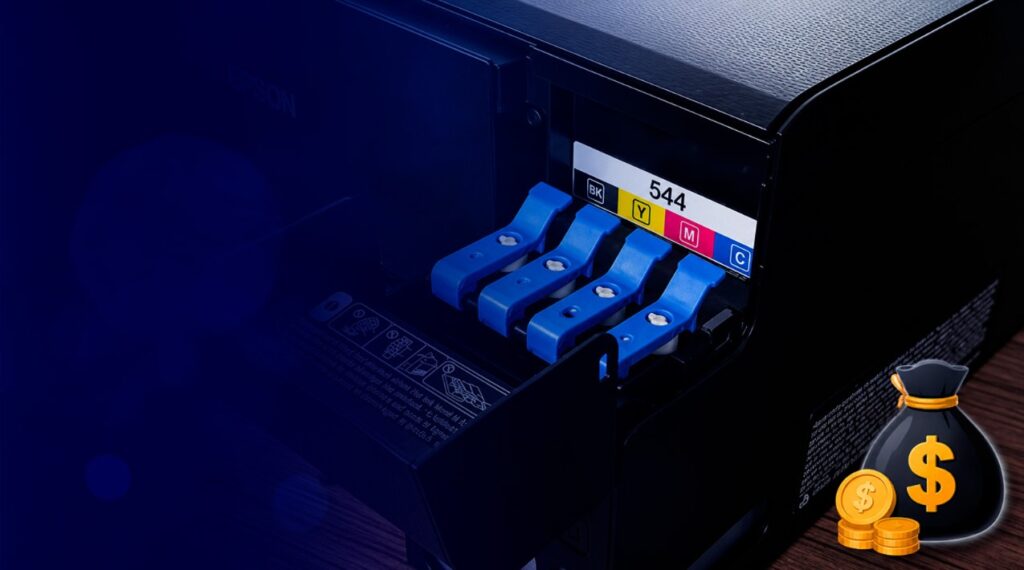 Por que o custo por página inkjet é menor com tanque ou bolsa? 