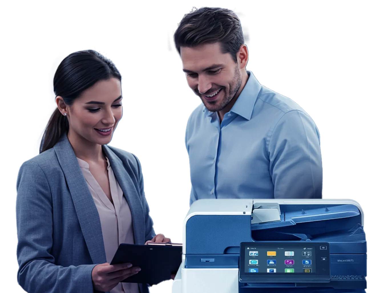 Casal em frente a impressora hero (1) - Gomaq