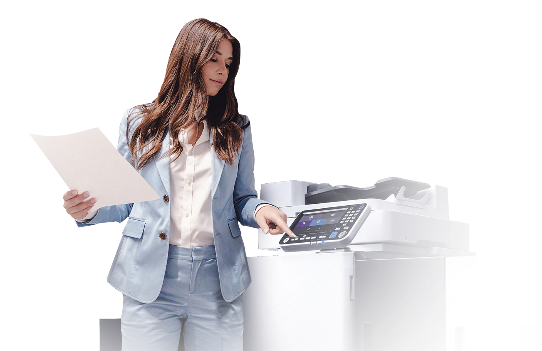 Mulher com impressora segunda sessao governo - Gomaq